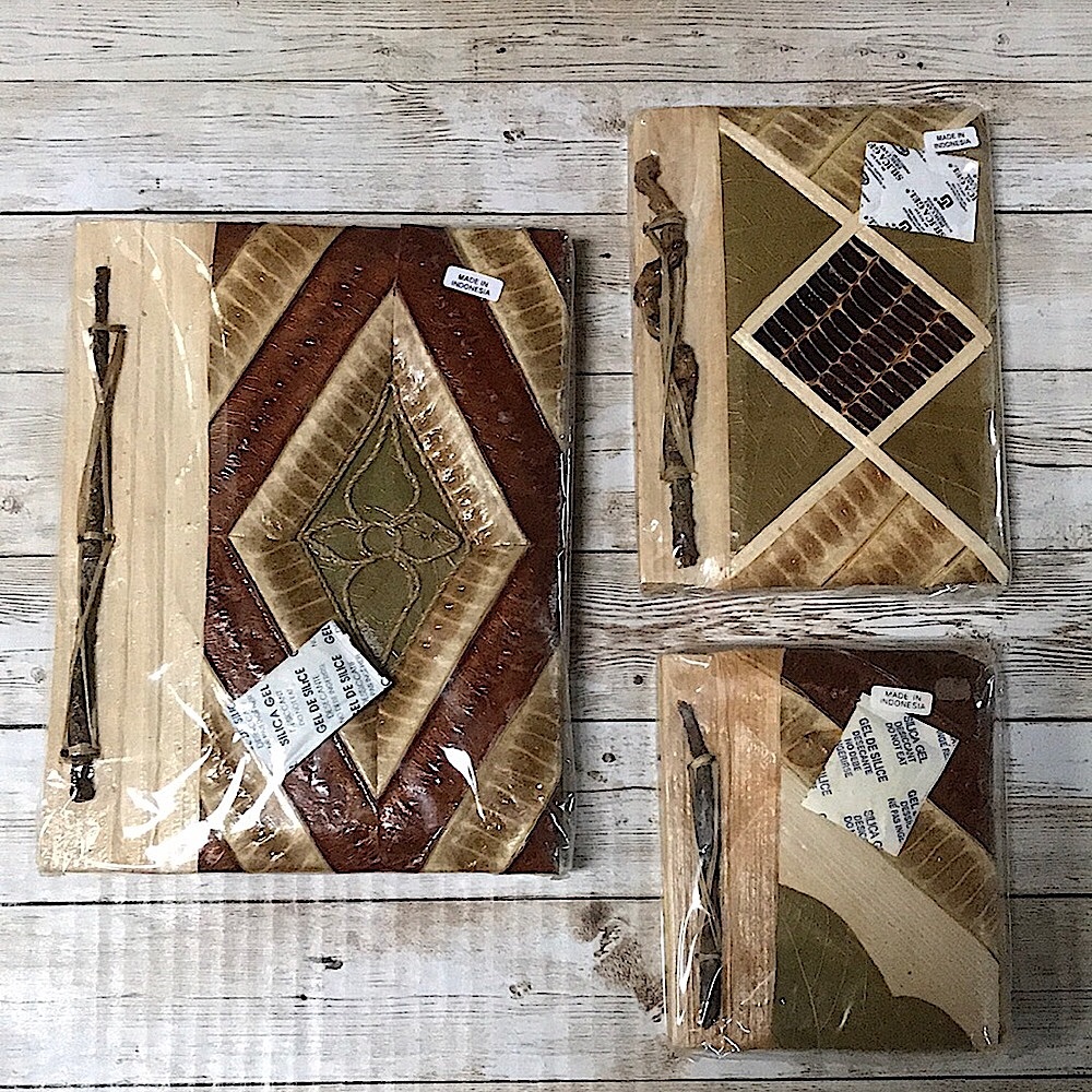 NEW Handmade Journals from Indonesia Leaves and Natural Materials (Bundle of 3)